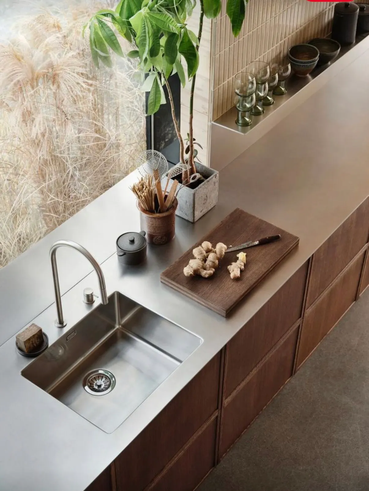 Stainless steel integrated sink option